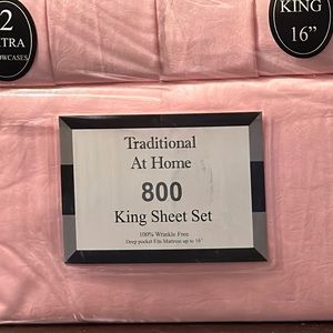 NWT! 800-thread luxury cotton percale count king 6-piece sheet set, pink bedding